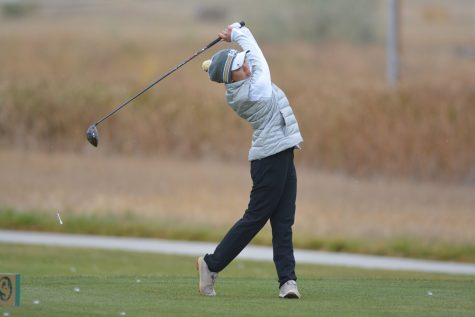 Colorado State womens golf player Fancy Arphamongkol tees off at the Colonel Wollenberg Ptarmigan Ram Classic, Oct. 19, 2021. The golf invitational was the Colorado State womens golf teams first and only home meet of the season. Colorado State notched a third place finish overall. 
