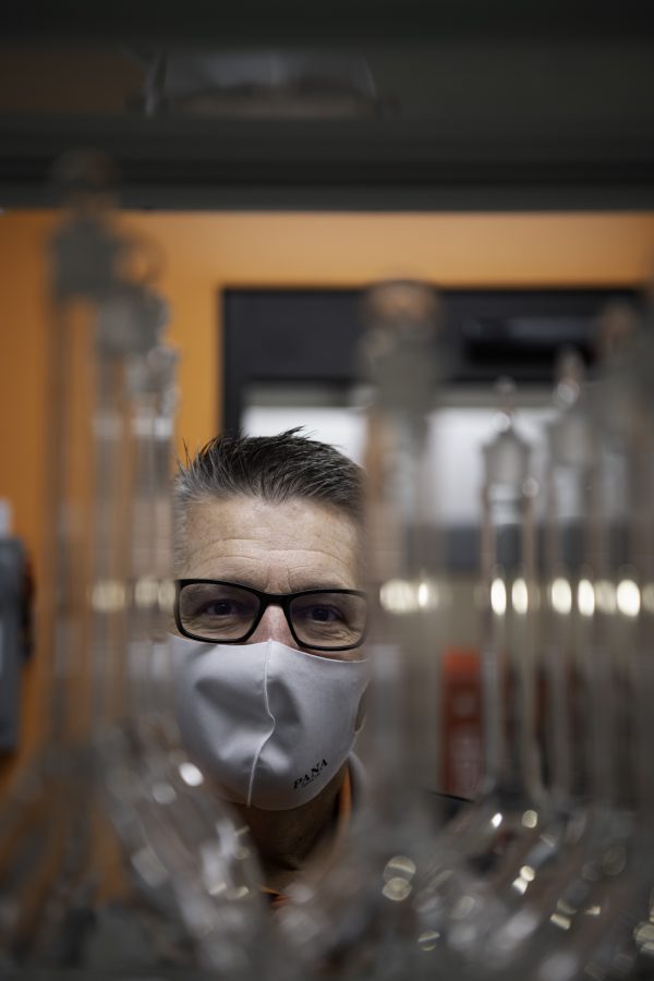 Nicholas Cavarra, Vice President of sales and Marketing at Panacea Life Sciences and Colorado State University alumna stands in the new Cannabinoid Research Center in the CSU Yates Chemistry Building. The lab was a 1.5-million-dollar gift from CSU alumna Leslie Buttorff, CEO of Panacea Life Sciences. Buttorff stated, “What we want to do is find unique cannabinoids that can help people, natural remedies to get rid of big pharma medicine that people have.” Oct. 19. (Garrett Mogel | The Collegian)