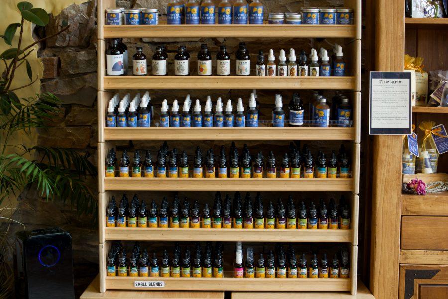 Golden Poppy Herbal Apothecary displays some of the many tinctures available