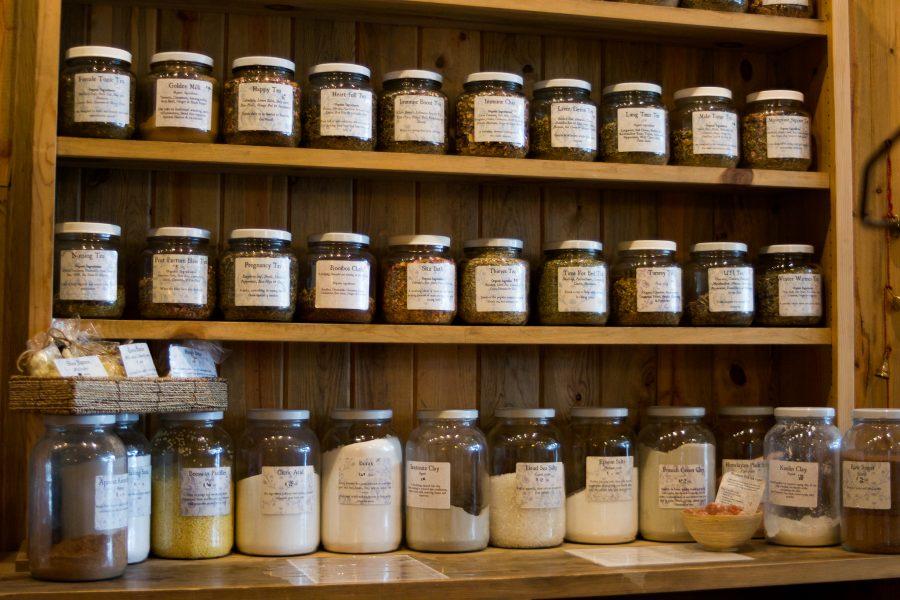 Some of the many herbs and teas at Golden Poppy Herbal Apothecary