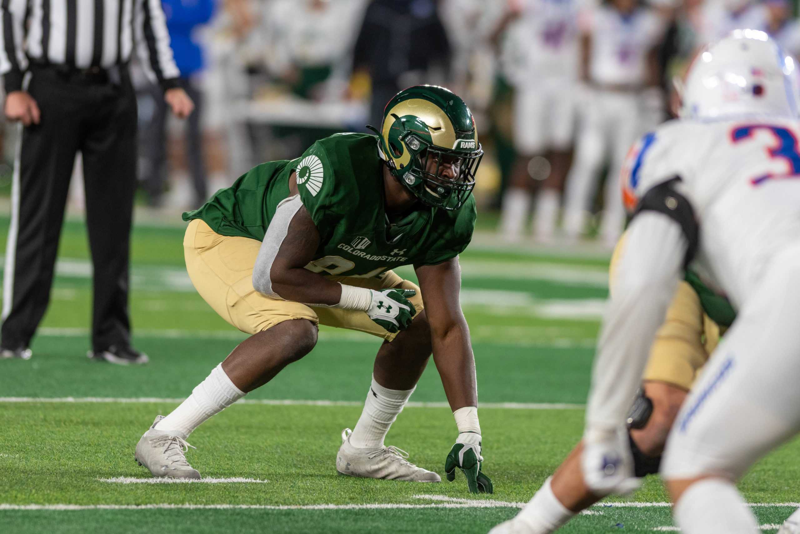 Gary Williams (84) prepares for a play as the Colorado State University football team approaches the endzone in an attempt to score against Boise State University Oct. 30th.