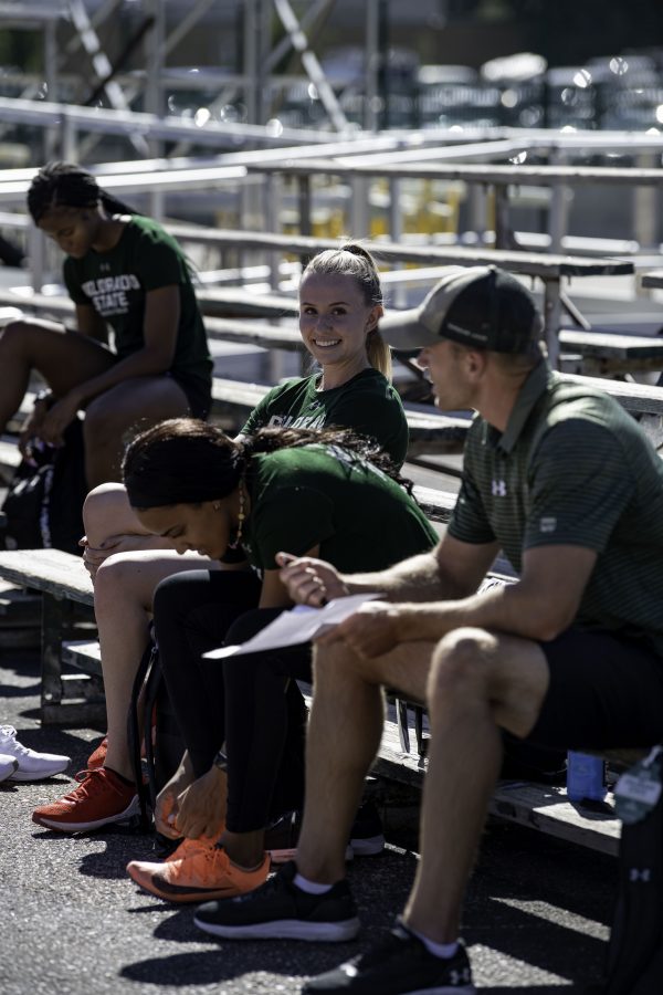 Lauren Gale smiles while at Colorado State University track team practice Oct. 4. (Garrett Mogel | The Collegian)