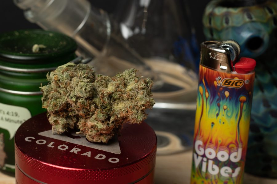 Marijuana nugget of Indica strain Black Fire Chem, with a THC of 18.23 Oct 31. (Photo illustration by Grayson Reed | The Collegian)