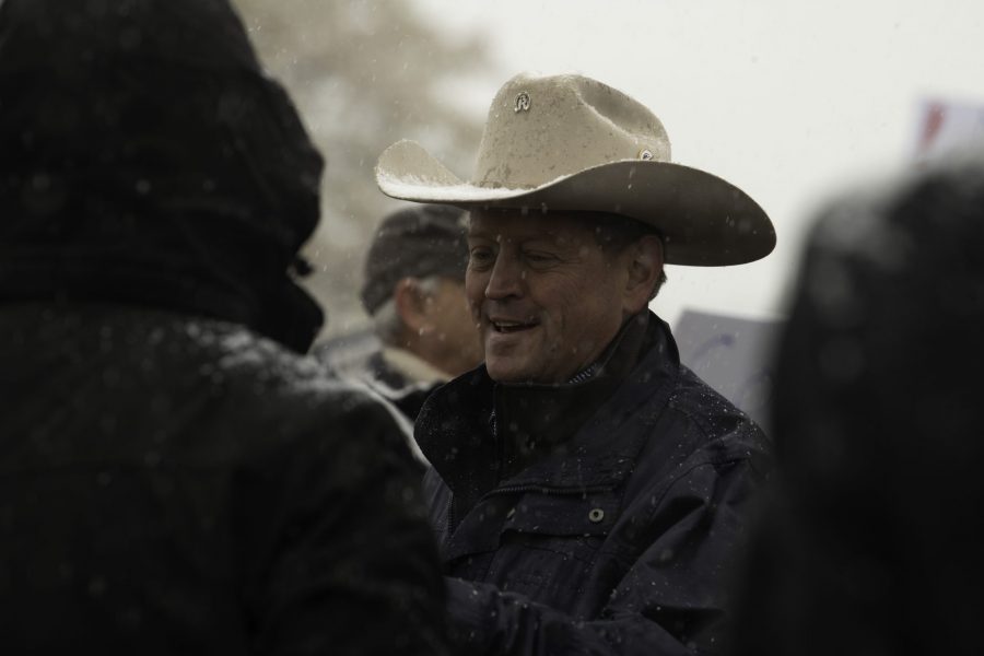 Mike Lynch, candite for governor speaks at a rally against vaccine mandates. The rally took place outside the Larimer County Health Department Offices, 1525 Blue Spruce Drive Fort Collins Colorado. (Garrett Mogel | The Collegian)