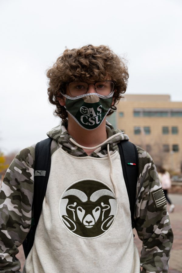 Zachary Schiro stated on the Colorado State University Plaza, "If I had to show my vaccine card everywhere I went to, I feel like that's kind of an invasion of like your privacy and personal health. It seems wrong. You should have a degree of freedom." Nov. 2 (Milo Gladstein | The Collegian)