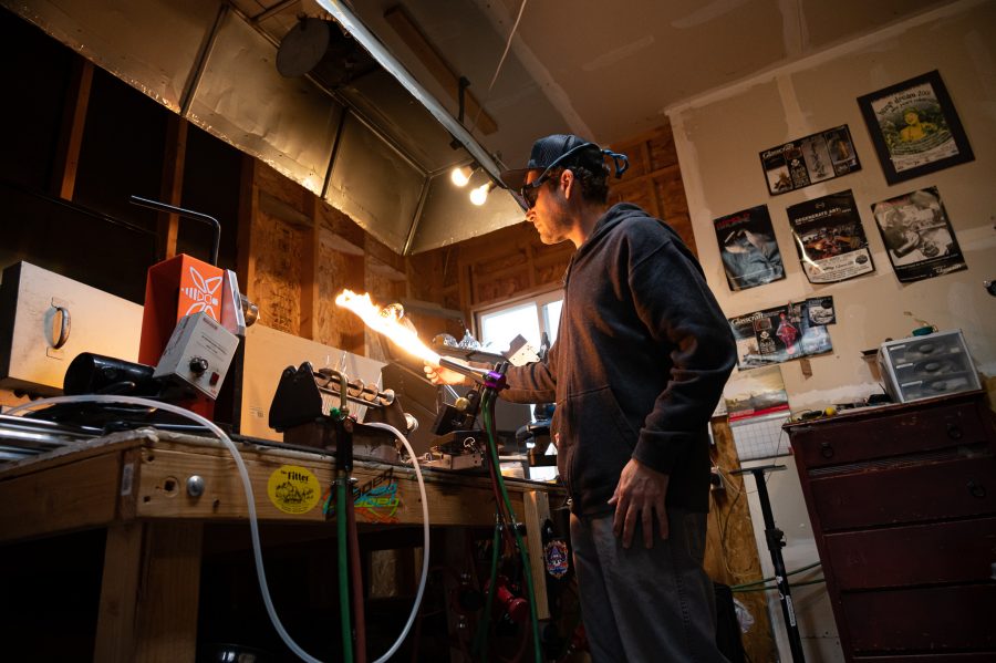 Bryan Ratcliffe turns up the heat on a new mountain inspired drinking glass in his home studio