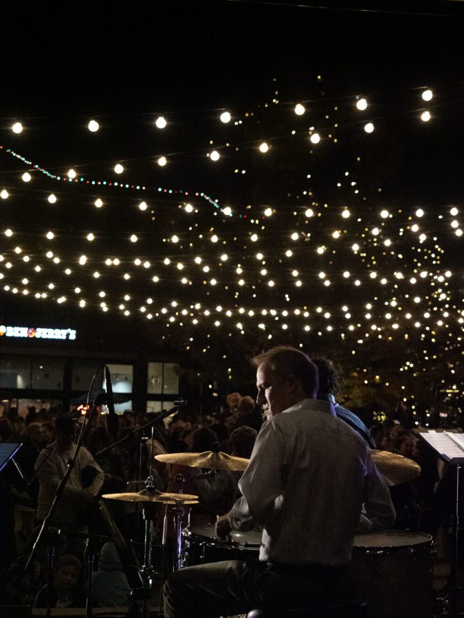 A jazz drummer plays at the annual Old Town Square lighting ceremony Nov. 5.