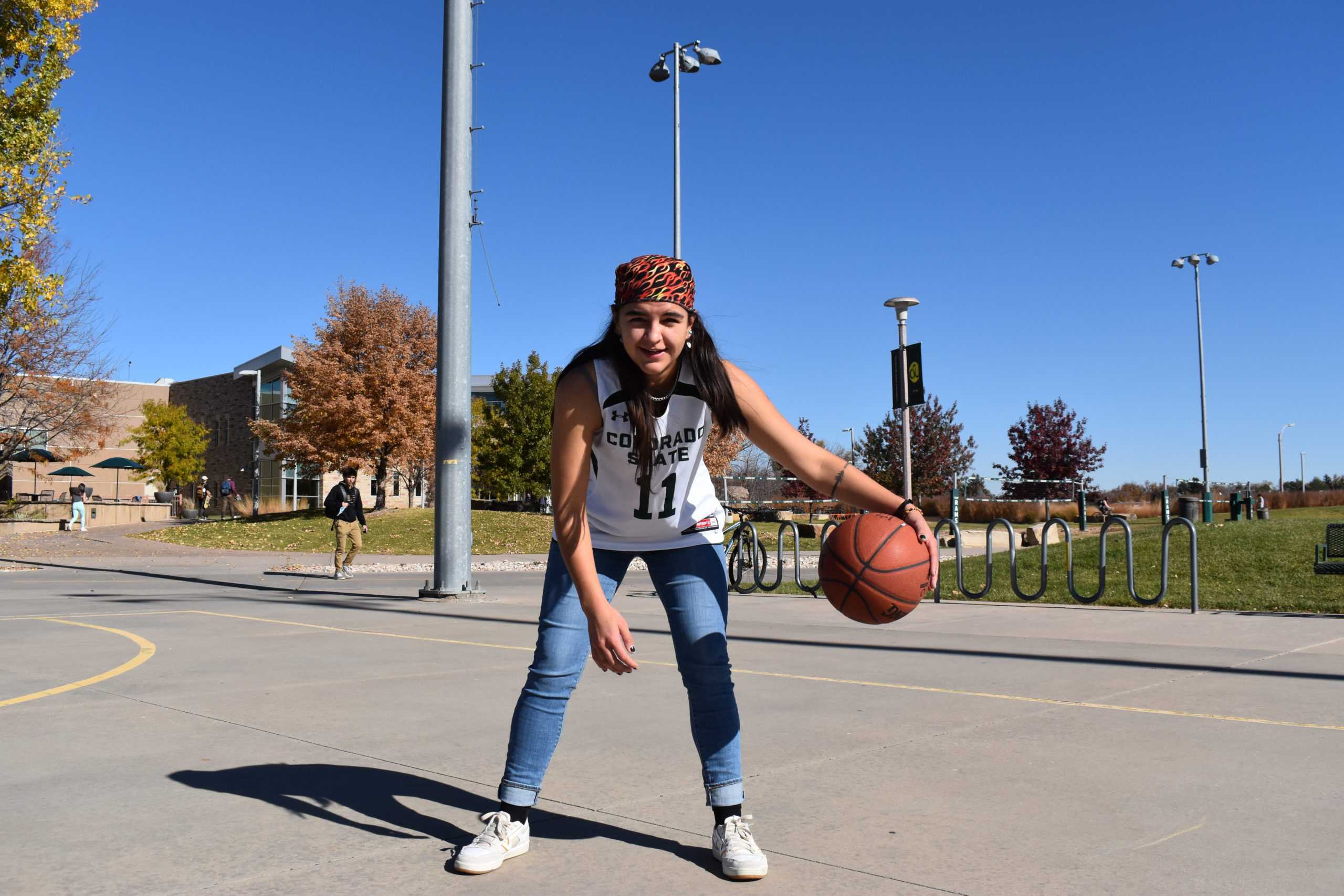Laramie Woods Colorado State University Woman’s Club Basketball Leader on the basketball court outside of the recreational center, Nov. 5. (Michael Giles | The Collegian).