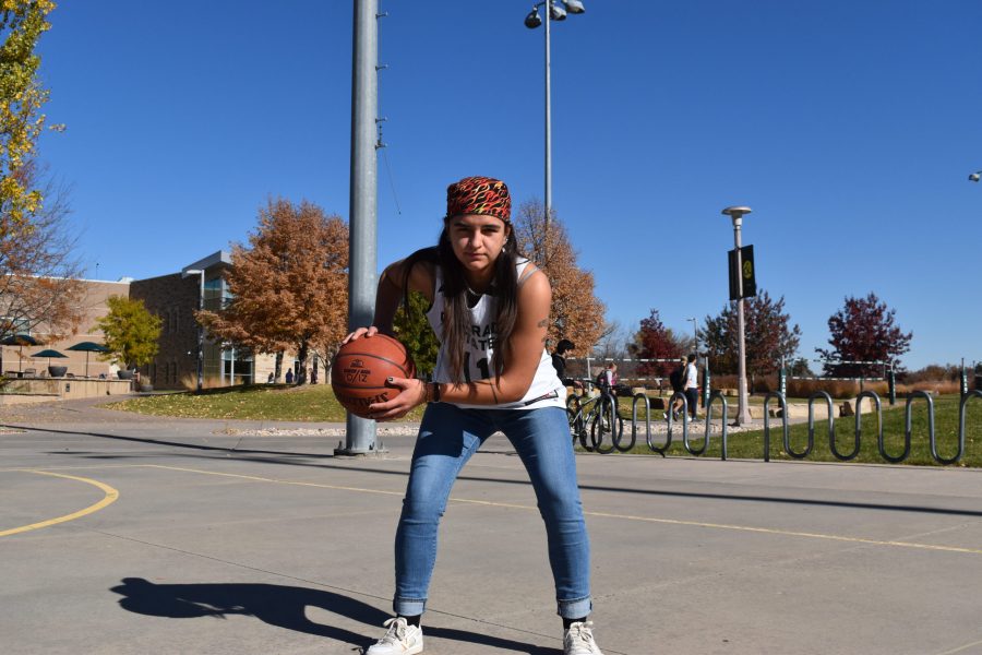 Laramie Woods Colorado State University Woman’s Club Basketball Leader on the basketball court outside of the recreational center, Nov. 5.