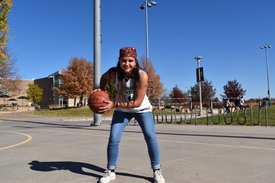 Laramie Woods Colorado State University Woman’s Club Basketball Leader on the basketball court outside of the recreational center, Nov. 5.