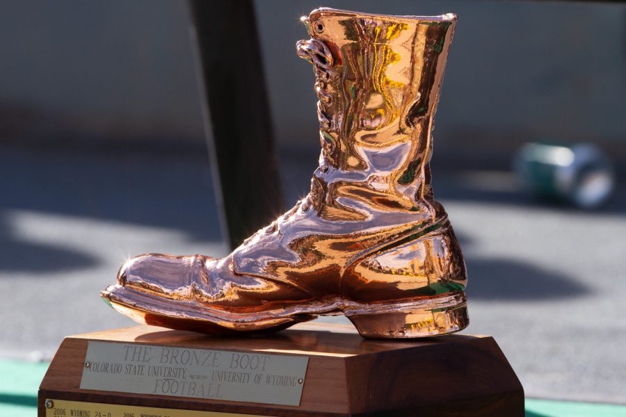 The Bronze Boot trophy sits on a table on the Colorado State sideline  before the Colorado State - Wyoming Border War football game Nov. 6 The Boot stayed in Fort Collins last year following the 34-24 win by Colorado State in the truncated COVID season (which would be Colorado State’s only win that year). The result of 2021’s matchup was the polar opposite, a 31-17 trouncing of the Rams by the Wyoming Cowboys in Laramie.