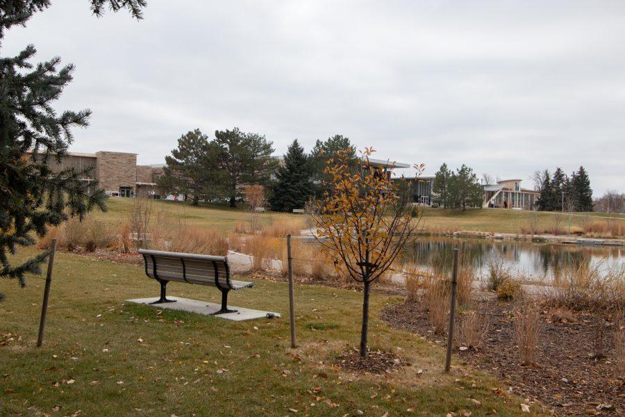 Photo recreation of the pond on the west side of Lory Student Center of Colorado State University Nov 8. (Photo illustration by Grayson Reed | The Collegian)