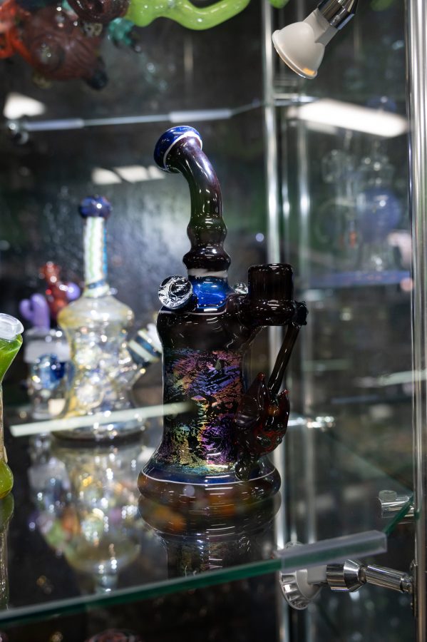 Colored bong on display at Kind Creations made by Skye Norton Nov. 9 (Milo Gladstein | The Collegian)