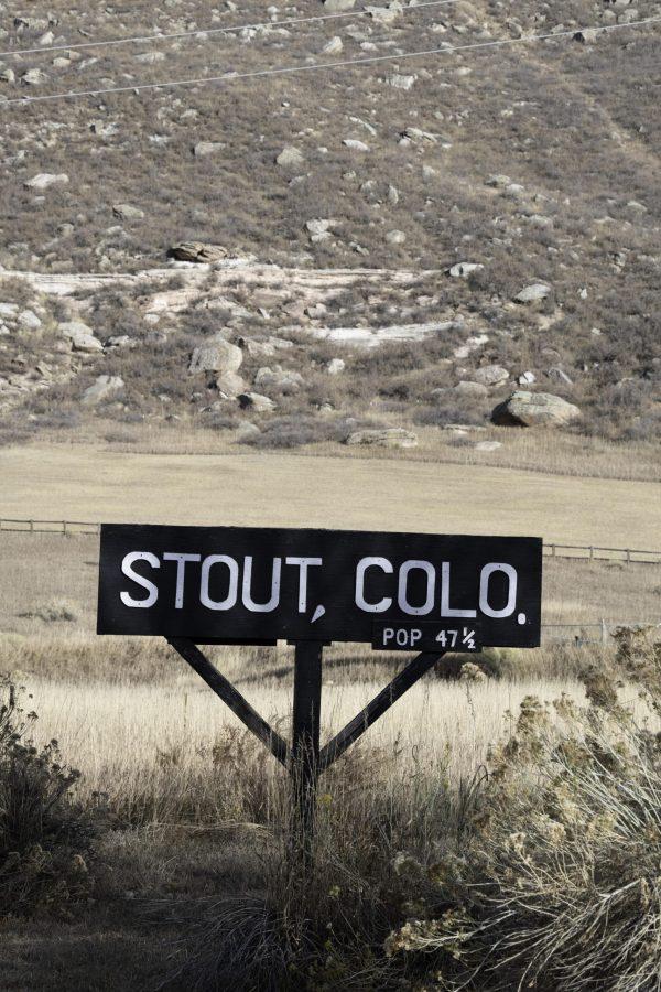 The sign indicating the town of Stout Colorado Nov. 14 The town was originally built in the 1860s in southern Larimer County as a camp for quarry workers being abandoned in 1949 to allow for the flooding of the valley to create Horsetooth Reservoir (Garrett Mogel | The Collegian)