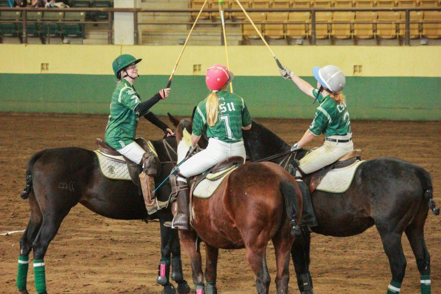 The CSU team puts their mallets in as they prepare for the final chukker