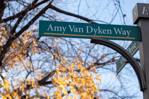 Amy Van Dyken Way located next to The Circle at Colorado State University Nov 15. (Grayson Reed | The Collegian)