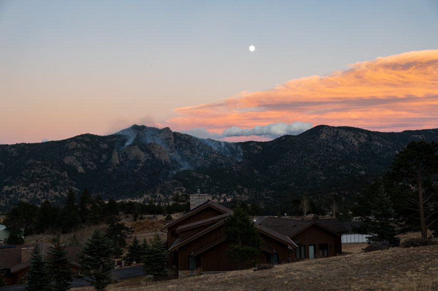 Kruger Rock fire southeast of Estes Park Nov. 16. At the time of the photo the fire was approximately 15% contained and spread across approximately 115 acres (Milo Gladstein | The Collegian)