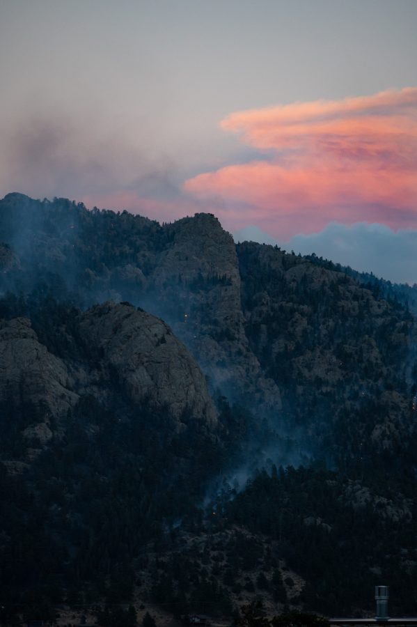 Kruger Rock fire southeast of Estes Park Nov. 16. At the time of the photo the fire was approximately 15% contained and spread across approximately 115 acres (Milo Gladstein | The Collegian) 