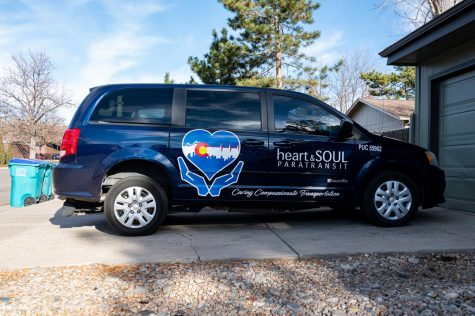 Heart & Soul Paratransit van parked outside the family owned business in Fort Collins