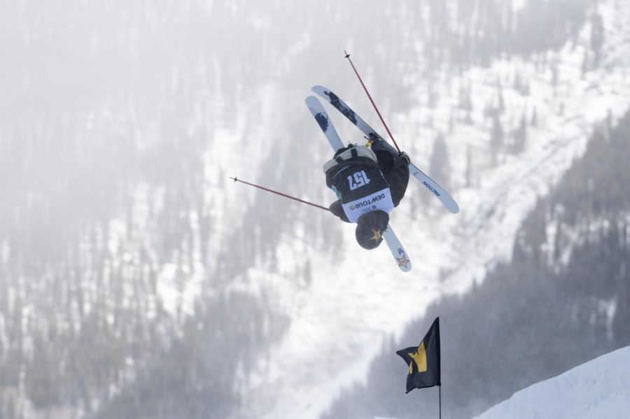 Evan Mceachran flips during ski slopestyle finals