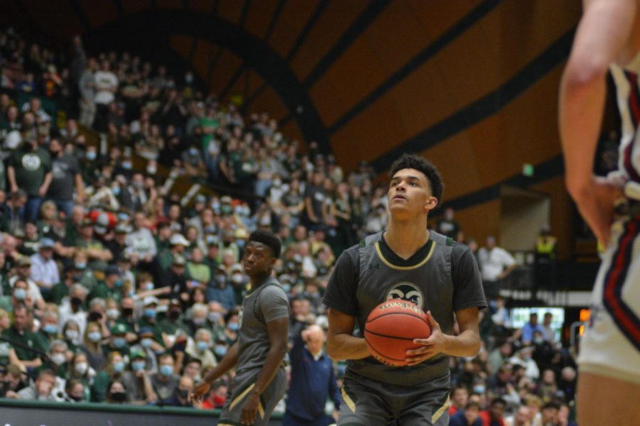 Colorado State guard Jalen Lake prepares to shoot a free throw Dec. 4.