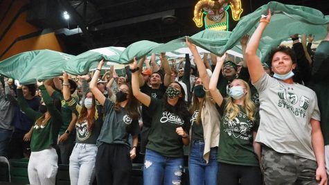 Colorado State students cheer on the Colorado State Men's Basketball team Dec. 4