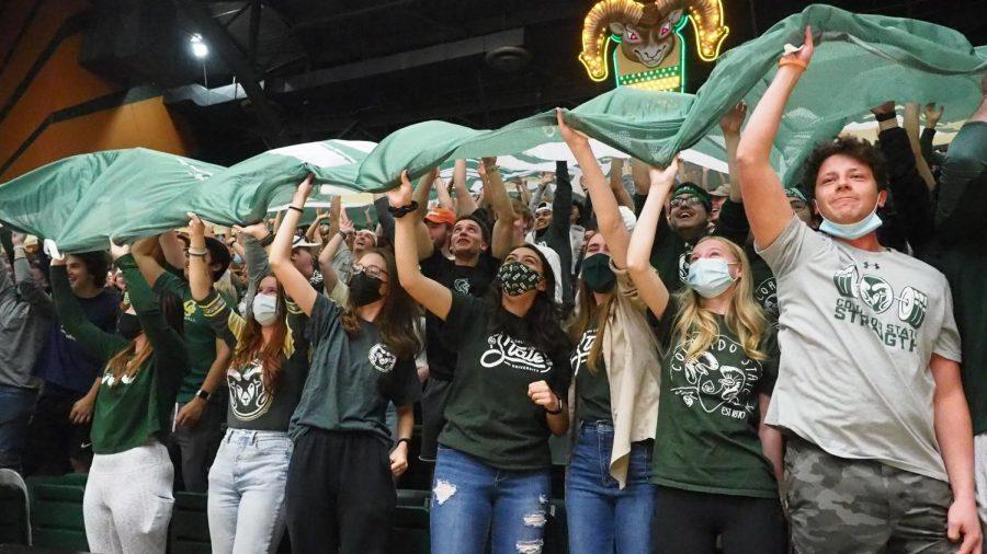 Colorado State students cheer on the Colorado State Men's Basketball team Dec. 4, The Rams won 74-58 against the St. Mary's Gaels 