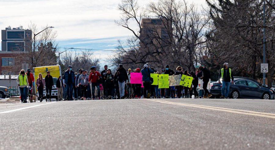 Participants of the Martin Luther King celebration march in Fort Collins, CO.