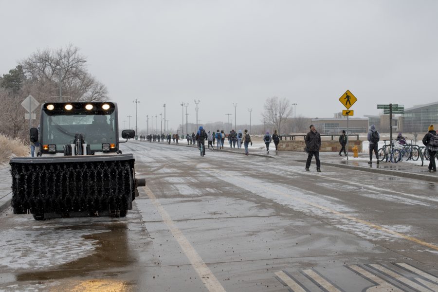 Students of Colorado State University walk back to their homes after an ice storm cancels classes Jan. 19.