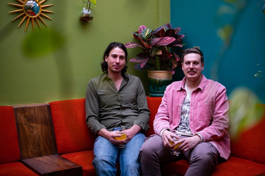 Connor Williams and Hunter Horsfall, the co-owners of the Atrium sit in the lounge area