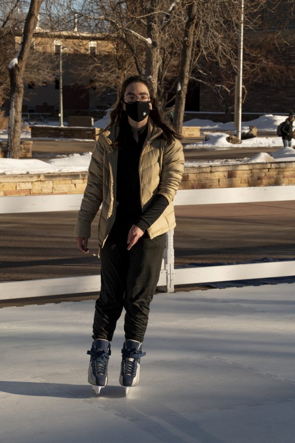 Leanna Thaxon skates around a temporary ice-rink on the Colorado State University Lory Student Center Plaza Jan. 27. 22