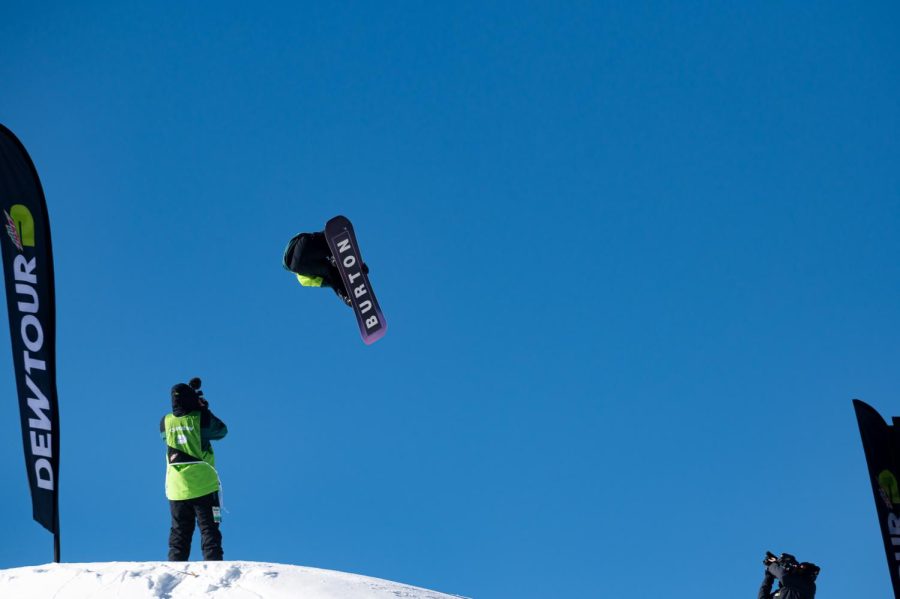 Red Gerard off one of the kickers in men’s slopestyle finals at Dew Tour Dec. 18.