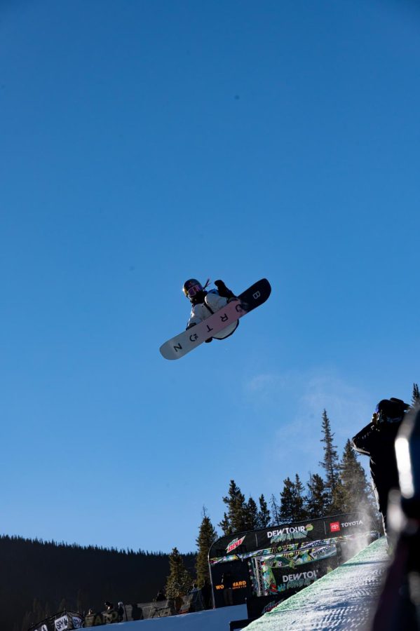 Mitsuki Ono towards the end of her run in women’s superpipe finals at Dew Tour
