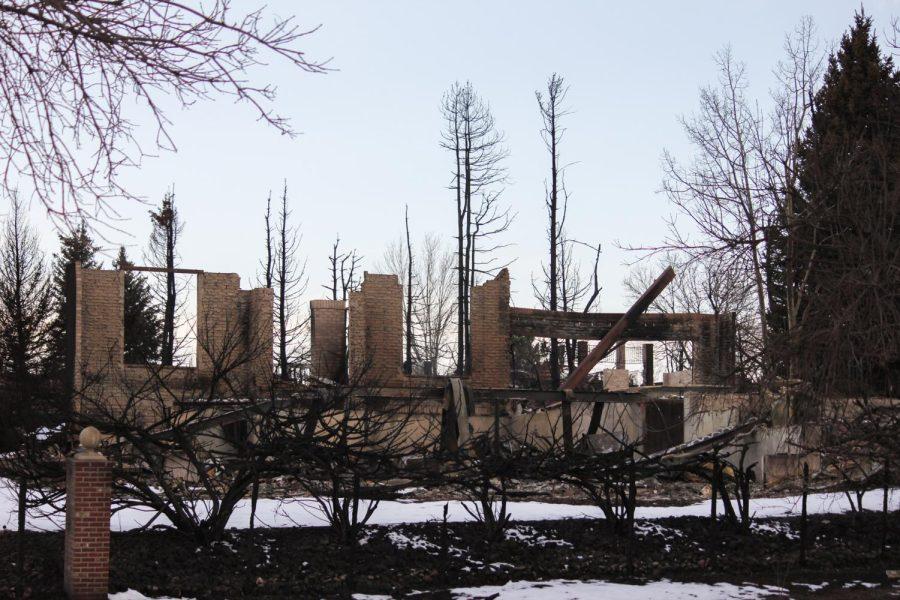 Only the foundation of this home can be seen.
