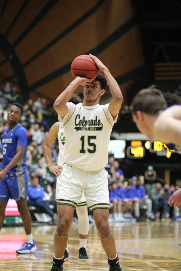 Jalen Lake (15), guard, shoots a foul.