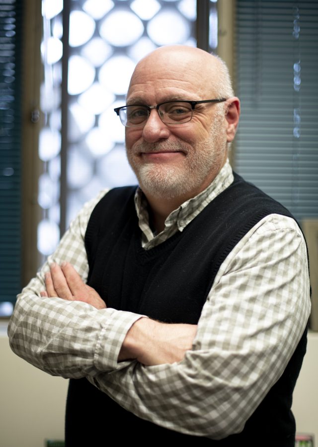 Michael Humphrey, a media ethics and issues professor poses for a portrait in his office on the Colorado State University campus. Feb. 1. 22