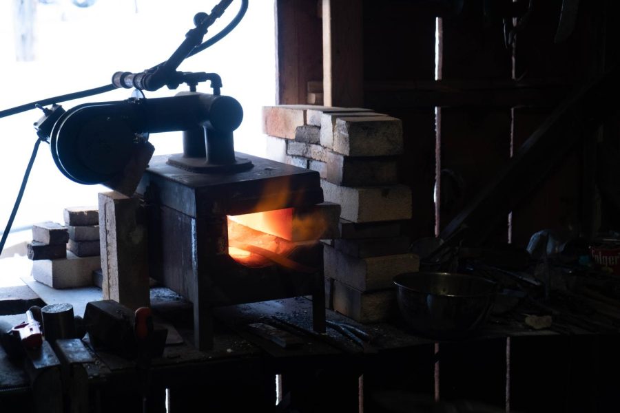 An active forge in Hammers workshop in Bellvue, Colorado, Feb. 8th, 2022.