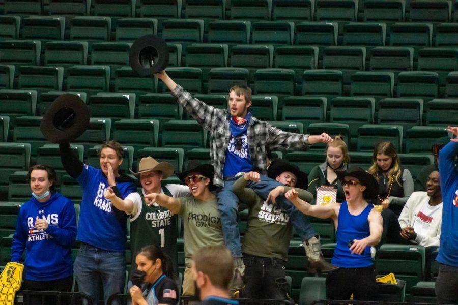 Colorado State University fans cheering on the womens basketball team at Moby Arena on Feb. 24.22. CSU loses 61-69.