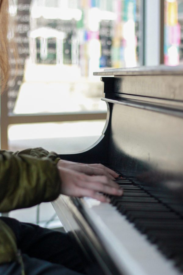 Ethan Bottoms plays the piano inside the Lory Student Center, Mar 25.