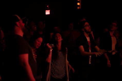 Audience of the band Co-Stanza sing along to the bands new song Method Actor played live at The Lyric Mar 3.