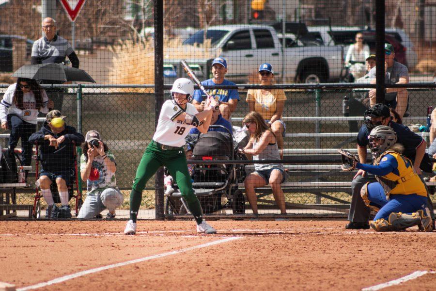 Sophmore Ashley York (18) getting ready to hit the ball in the second game of Colorado State vs. San Jose State University game on Mar. 26.