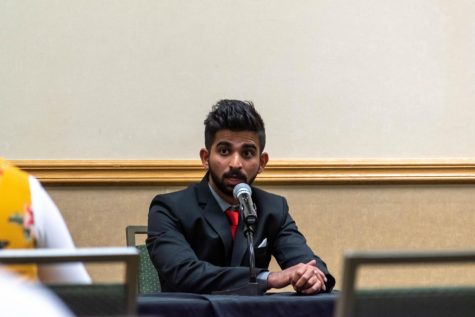 Rithik Correa, Associated Students of Colorado State University senator for International Programs, discusses how he is prepared for the Speaker of the Senate position during the candidate debate March 29, 2022.