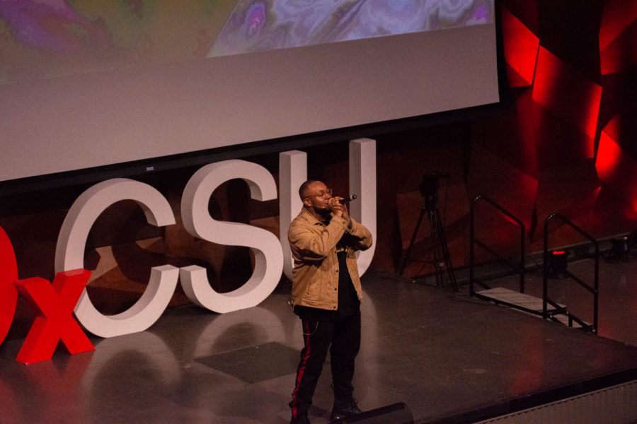 Kent Washington III former CSU student steps up as a powerful speaker at the TedxCSU event in the Lory Student Center Mar. 5, 2022.