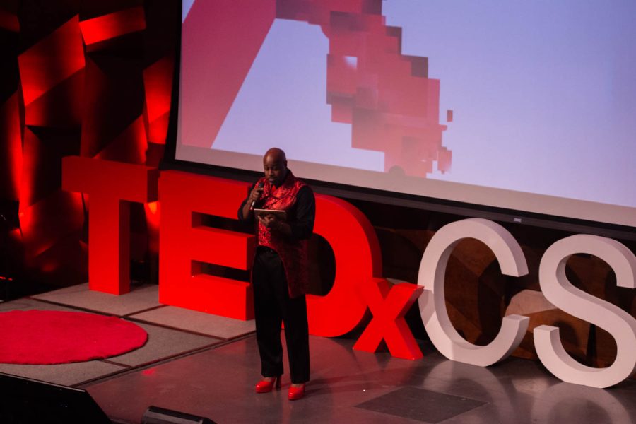 Kyle Oldham energetically hosts the TedxCSU event Mar. 5, 2022. The TedxCSU event was held in the Lory Student Center.