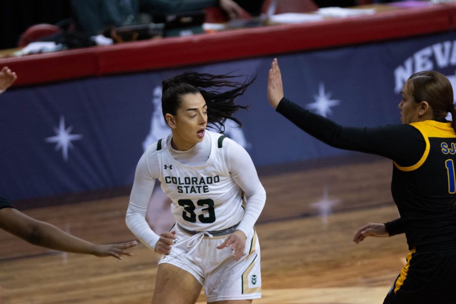 Colorado State University Bengisu Alper on offense against San Jose Spartans during the first game of the Mountain West Tournament Mar. 6, 2022.