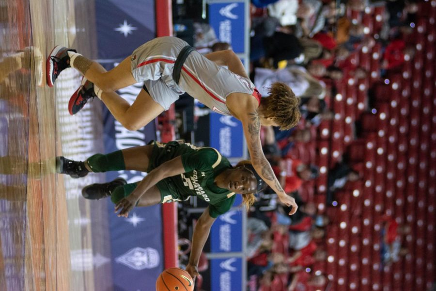 Upe Atosu (5) Colorado State Ram takes on the New Mexico Lobos during the semifinals womens Mountain West tournament in Las Vegas, NV Mar. 8, 2022.