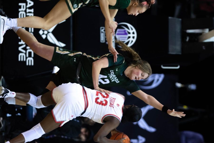 Karly Murphy (42) Colorado State University Ram on defense against the UNLV rebels in the mountain west championship game in Las Vegas NV Mar. 9, 2022.