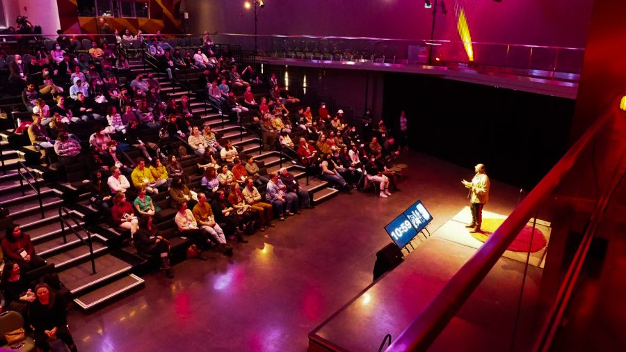 Kent Washington III speaks to the crowd about 'The Art of Culture Cultivation' at TEDxCSU March 5, 2022.