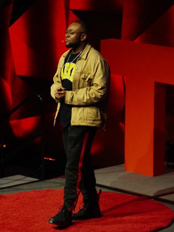 TEDxCSU speaker Kent Washington III speaks about being a culture cultivator in the Lory Student Center Ballroom March 5, 2022.