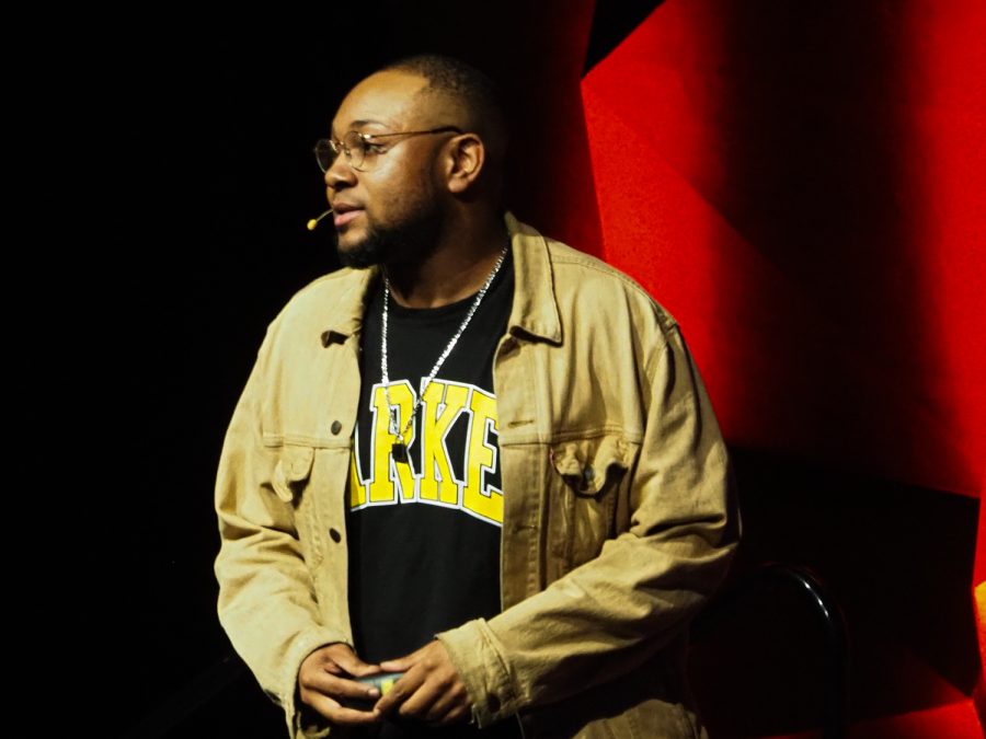 TEDxCSU speaker Kent Washington III speaks about being a culture cultivator in the Lory Student Center Ballroom March 5, 2022.